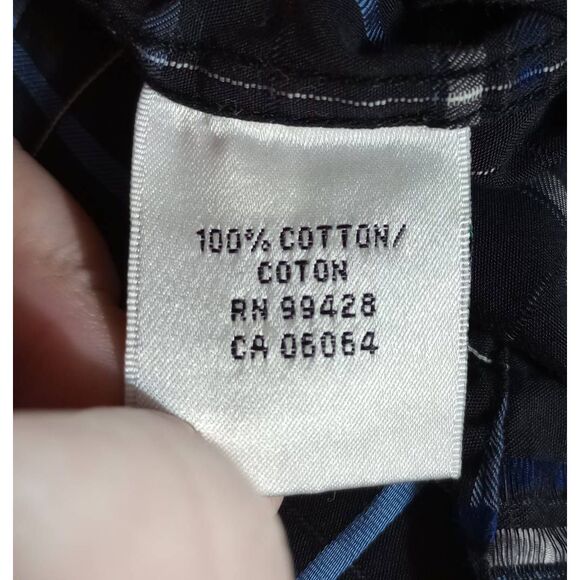 Bugatchi Shirt Men's Medium Black Blue Button Front‎ - Picture 9 of 10